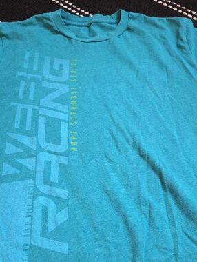 Fox Teal Racing Graphic T‑Shirt with Yellow Accent